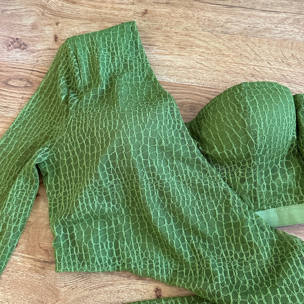 Michael Costello x REVOLVE Vivienne Mini Dress M Green Croc - Picture 4 of 16